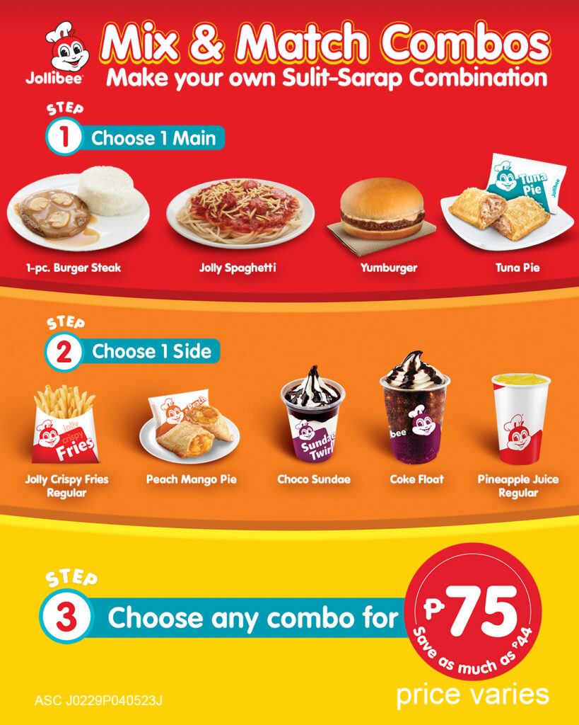 Make your own SulitSarap combination for only P75 with Jollibee’s Mix